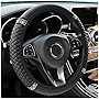 Bling Soft Leather Steering Wheel Cover, 15 Inch Colorful Rhinestones Auto Elastic Steering Wheel Protector, Sparkly Crystal Diamond for Women Girls, Car Accessories for Most Cars (Black)