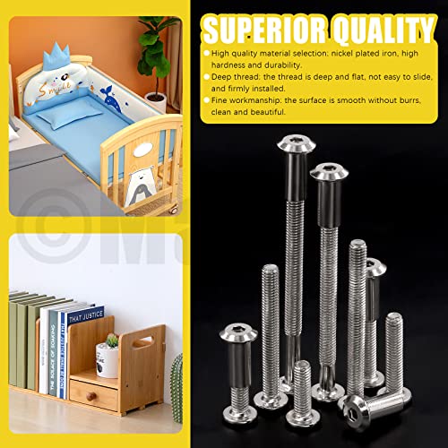 Mardatt 85 Pcs 7 Size M6X20Mm-80Mm Nickel Plated Silver Hex Drive Socket Cap Bolts Assortment Kit With Hex Key Countersunk Screw Barrel Nuts Binding Screws For Crib Belt Buckle Cabinet Furniture #TOP4
