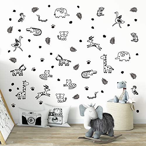 Vinilos Decorativos Safari Animales Selva 68 Piezas Negro miniatura 4