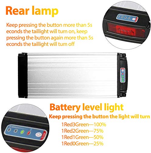 X-Go Rear Rack Ebike Battery 48V 20Ah Large Capacity Back Carrier Li-Ion Battery For 200W-1000W E-Bike Electric Bicycle, No Rack (Battery With Lamp+Charger) #TOP6