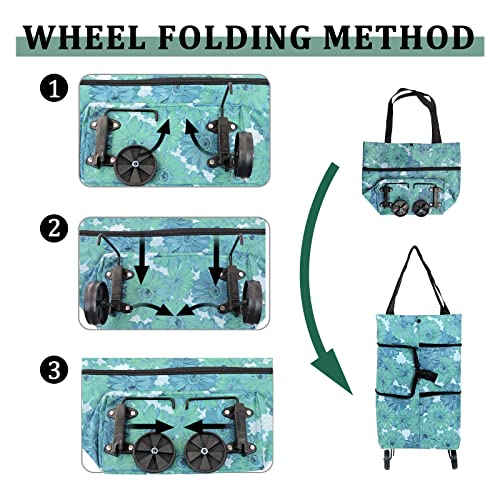 Andiker Faltbarer Einkaufstrolley, Oxford-Gewebe, flexible Einkaufstasche mit faltbaren Rädern, um Kraft zu sparen… – Bild 5