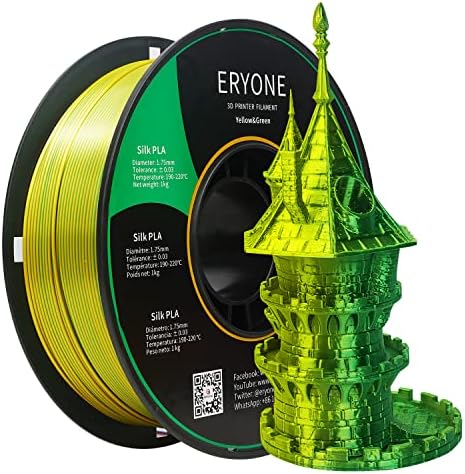 Eryone Silk Dual-Color PLA Filament 1.75mm, 3D Printer Filament PLA, Dimensional Accuracy +/- 0.05mm, 1KG Spool, Silk Blue&Green