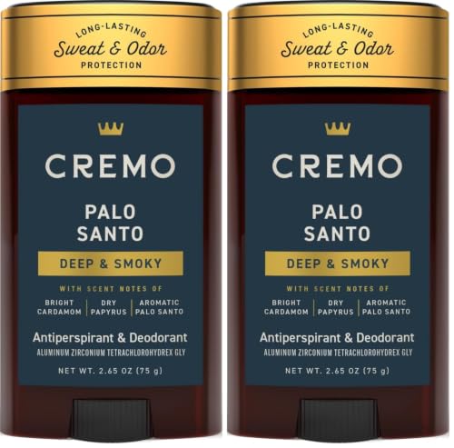 Image of Cremo Palo Santo Antiperspirant & Deodorant for Men,48-hour Sweat and Odor Protection,2.65oz,(Pack of 2)