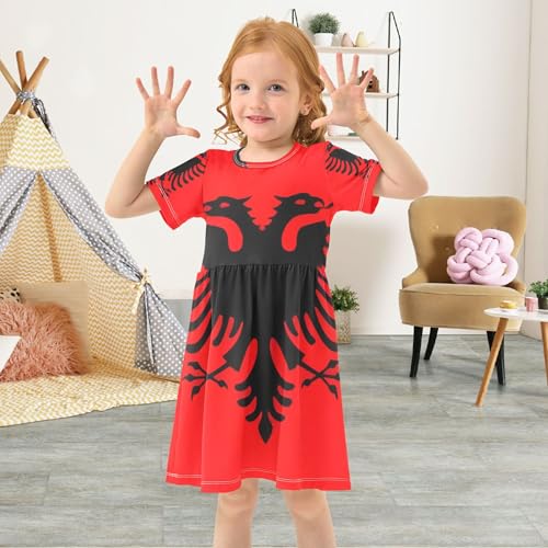 Toddler Girls Dresses 2t Albania Flag Summer Outfits Floral Print Dress Children Dress4