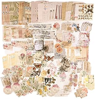 260Pcs Vintage Scrapbooking Stickers Pack, Aesthetic DIY Decorative Paper Retro Flowers Food Deco Paper Sticker Washi Planner Stickers for Scrapbook Supplies Journal Kit (Elegant Garden World)