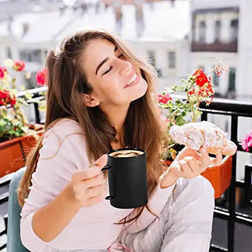 Coffee Mug Set Of 2, Frosted Black 13.5Oz Coffee Set Of 4-Pack - Ceramic Mugs 2Pcs And 304 Stainless Steel Spoons 2Pcs, Medium Large 400Ml Cups, Health Gift For Men And Women At Home Or Office #TOP3