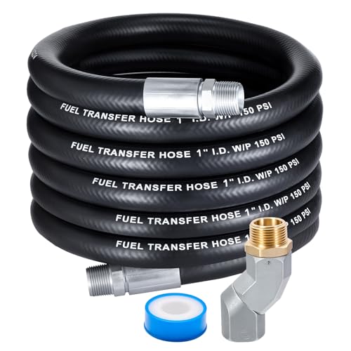 EVIL ENERGY 1 Fuel Transfer Hose Kit 20FT Farm Fuel Hose With 1PC 1 NPT Transfer Swivel for Dispensing Diesel Gasoline Kerosene Biodiesel