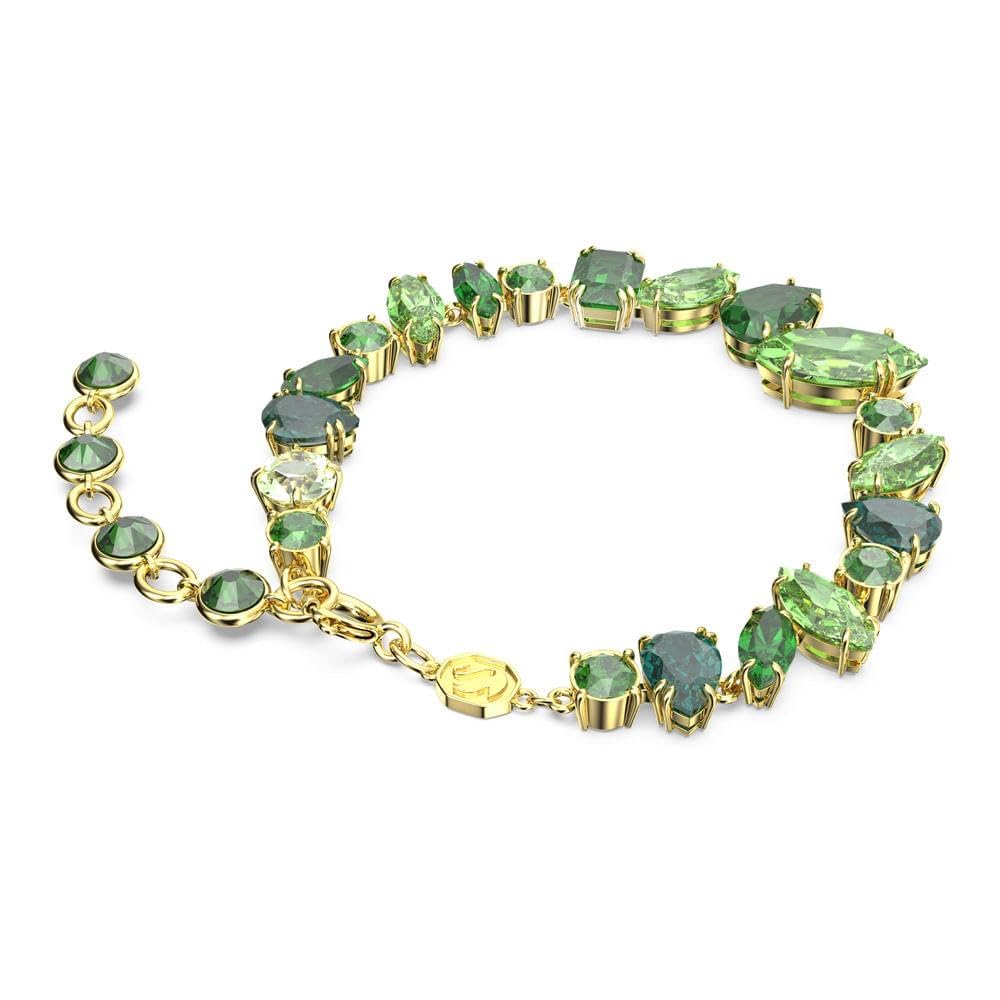 Swarovski Bransoletka Gema, Szlify różnorodne, Zielona, Wykończenie z 18-karatowego złota