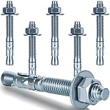 Ahniiqo 3/8 x 3 inch Wedge Anchors, 6 pcs Concrete Screw and Anchor Kit, Galvanized Concrete Anchors, Concrete Wall Anchors and Brick Anchors, Suitable for Concrete Floors and Walls