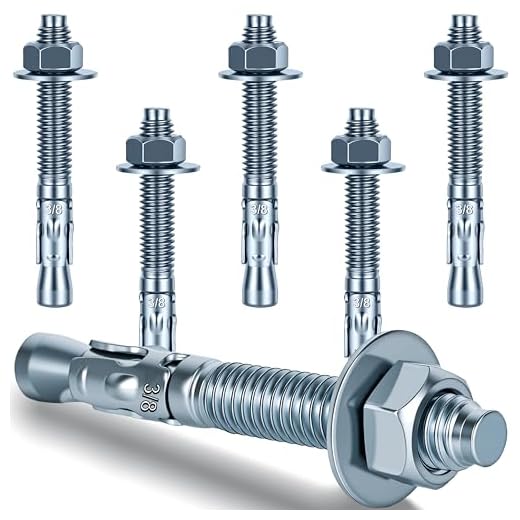 Ahniiqo 3/8 x 3 inch Wedge Anchors, 6 pcs Concrete Screw and Anchor Kit, Galvanized Concrete Anchors, Concrete Wall Anchors and Brick Anchors, Suitable for Concrete Floors and Walls