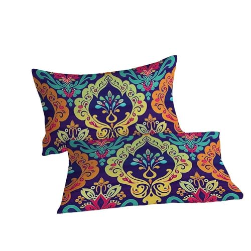 Couvre-lit imprimé fleurs colorées parure de couette 3 pièces doux
