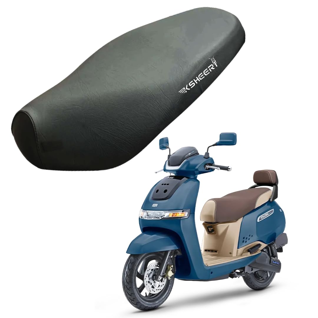 IQube Scooty Seat Cover Protect from Rust and Dust, PU Leather Waterproof Durable Seat Cover for IQube, IQube S, IQube ST Ev (Black)-image-11