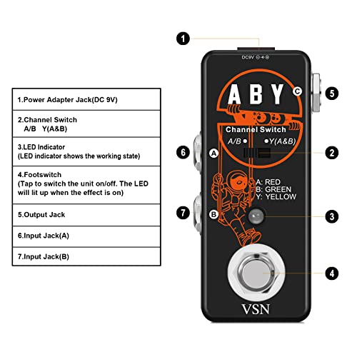 Vsn Aby Box Switch Guitar Pedal Aby Box Line Selector Channel Pedal True Bypass For Mini Size True Bypass … #TOP7