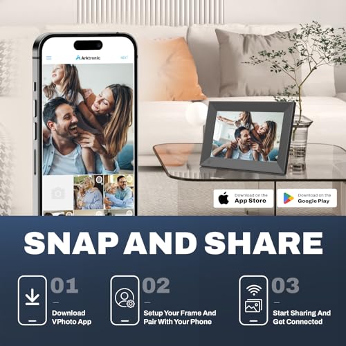 Image of 8 Inch Large Digital Picture Frame, 1920x1080 FHD IPS WiFi Electronic Photo Frame with Remote Control, 32GB Storage, Wall-Mountable, Instantly Share Photo /Video via Apps, Email, Black