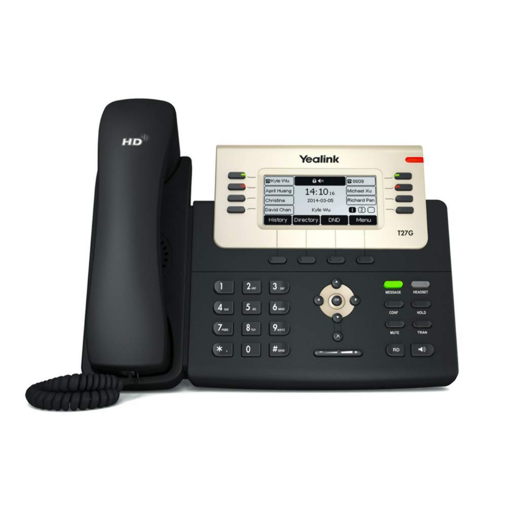 Yealink T27G IP Phone, 6 Lines. 3.66-Inch Graphical LCD. USB 2.0, Dual-Port Gigabit Ethernet, 802.3af PoE, Power Adapter Not Included (SIP-T27G) (Renewed)
