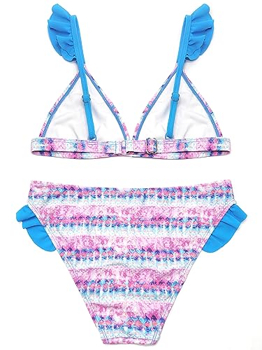 Image of SHEKINI Girls Swimwear Halter Triangle Bikini Set Ruffled Hawaii Beach Sport Two Piece Swimsuits