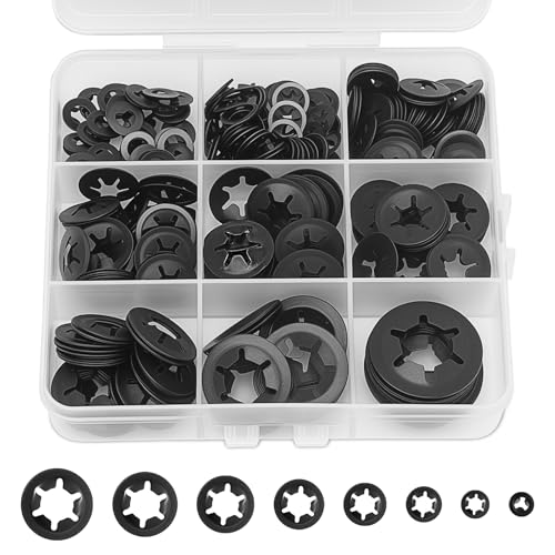 UIETUIL 318PCS 8 Sizes Internal Tooth Star Lock Washers Assortment Kit, M2.5 M3 M4 M5 M6 M8 M10 M12 Quick...