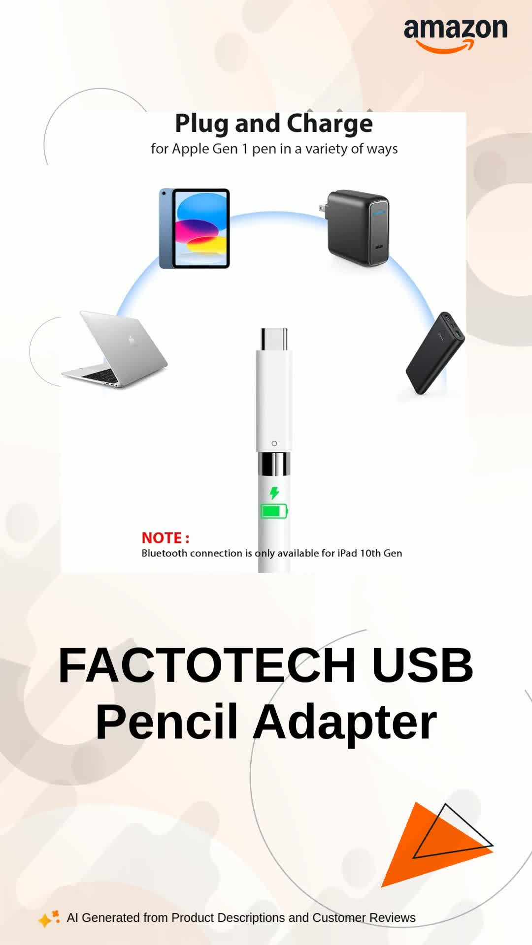 FACTOTECH USB C Pencil Adapter for Apple Pencil 1st Generation,USB