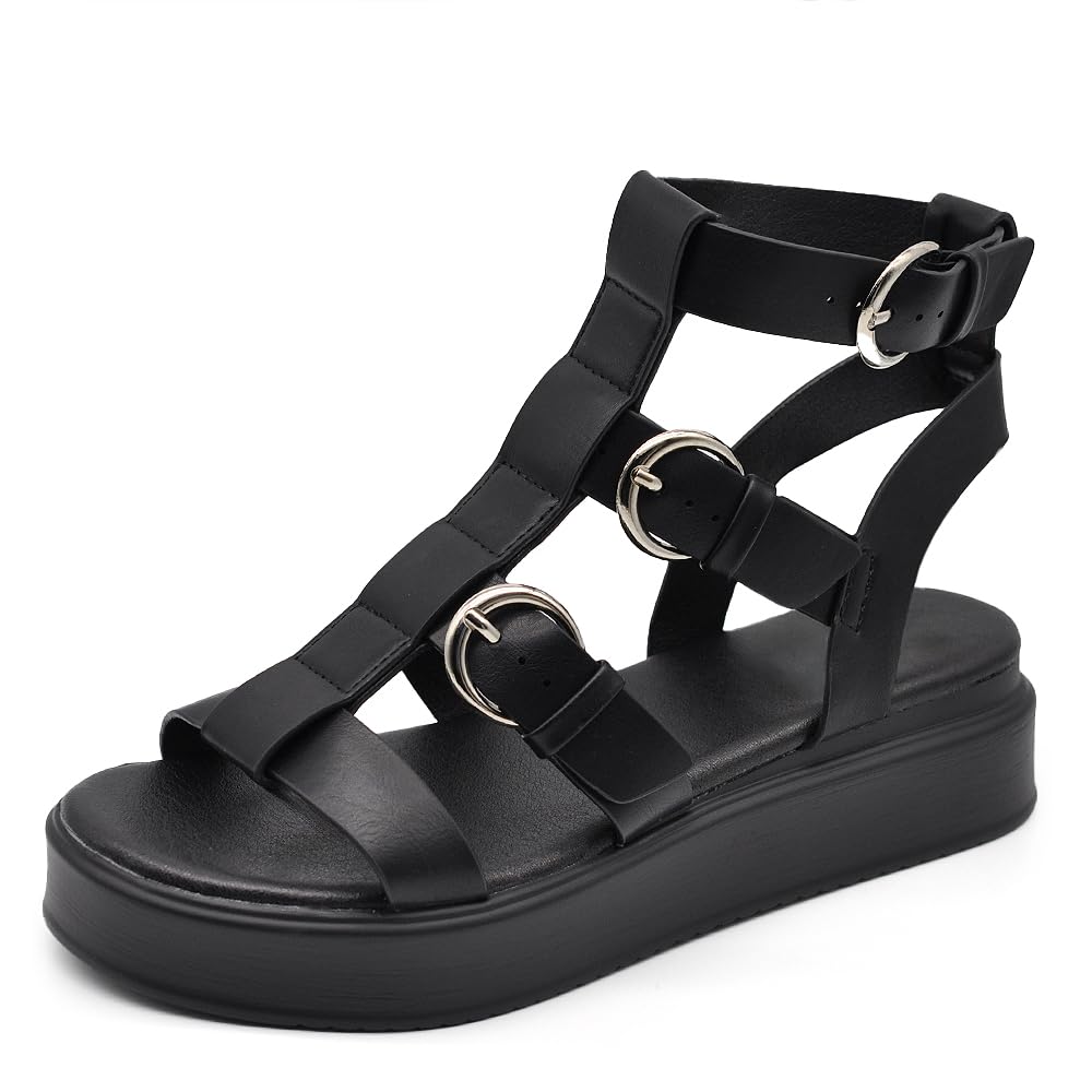 IF Fashion Scarpe Sandali Gladiatore Stivali Estivi da Donna Con Platform Borchie Pelle Sintetica 2772CW