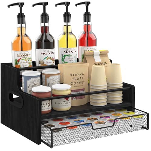 Homode 3-Tier Coffee Bar Organizer, 8 Bottle Syrup Stand with