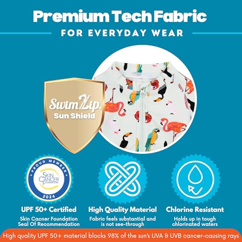 Image of SwimZip Girls' 3 Pc Swim Set w /Long Sleeve Rash Guard, Tankini & Shorts UPF 50+