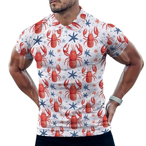 Polo de golf pour homme manches courtes respirant séchage rapide imprimé mer