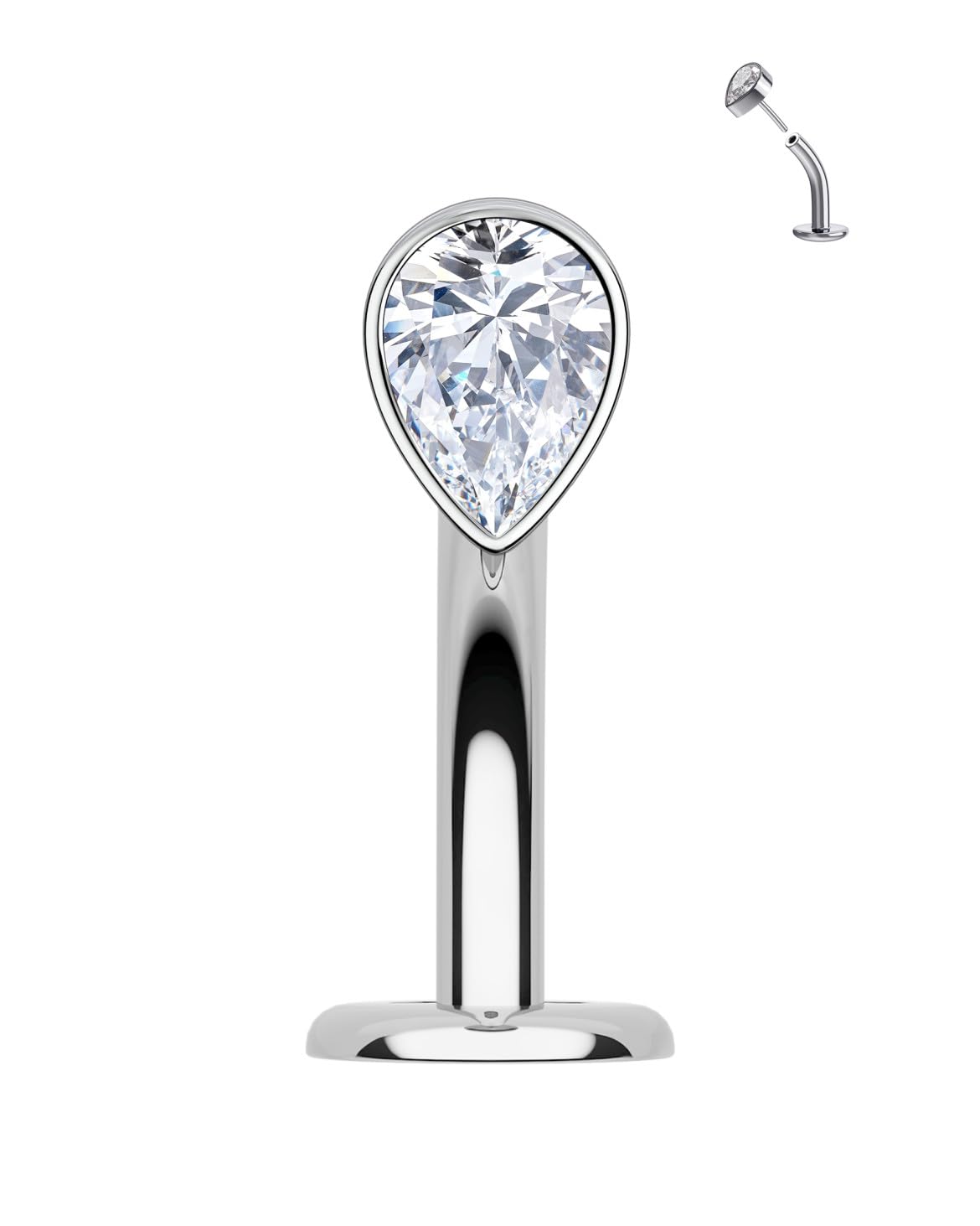 Cocharm Floating Teardrop G23 Solid Titanium Belly Button Rings 14G Short Bar Navel Rings Threadless Push in Belly Piercing Jewelry