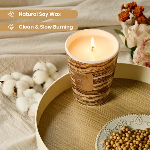 Image of M&SENSE Espresso Hot Fudge Scented Soy Candle, 3 Wick Highly Scented 14.1 Oz 75H, Aromatherapy Christmas Gift for Women and Men