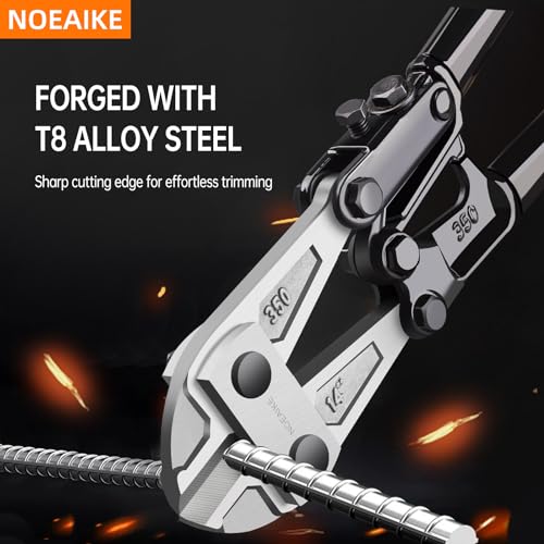 NOEAIKE 14 Inch Bolt Cutter Heavy Duty Forged T8 Steel Blade Wire Cutters for Chain/Metal/Screw/Rivet/Fence with Rubber Grip Handle