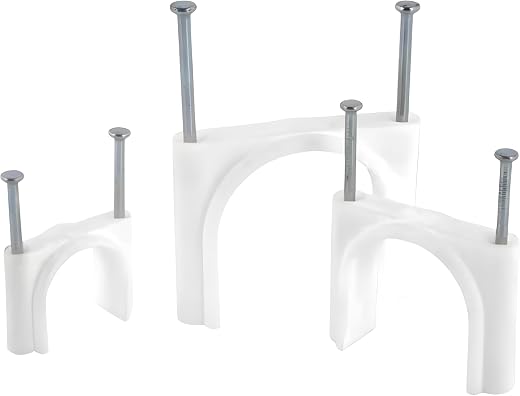 NEW WARE 15 mm Wire Fastener Cable Clips with SS Nails | Round Cable Clamps for Wall Cable Management &amp; Cord Organizer (Pa...