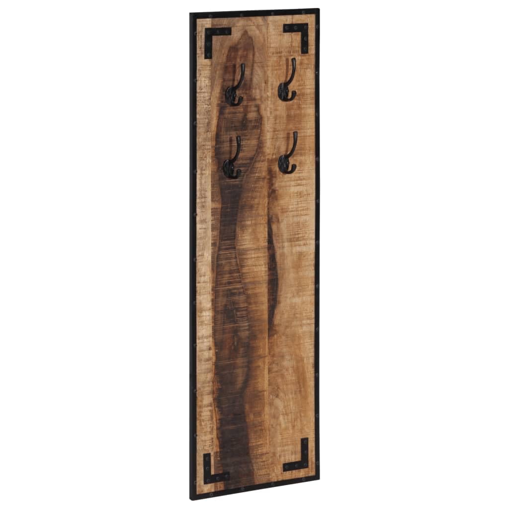 vidaXL Coat Rack, Wall Mounted Coat Hook for Hallway Living Room, Wall Hanger with 4 Hooks, Wall Hook for Clothes Hat Coat, Solid Rough Wood Mango