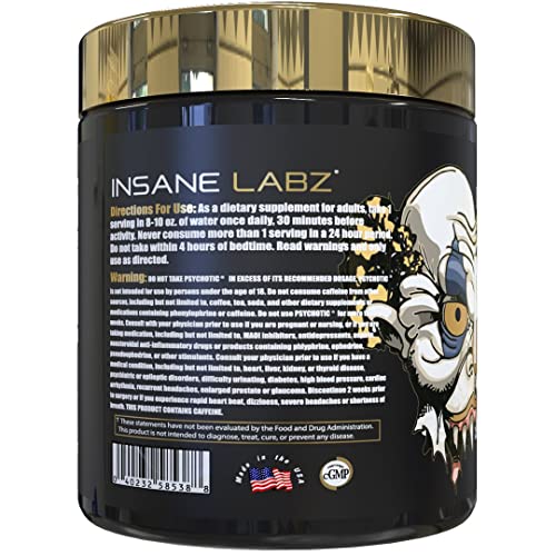 Image of Insane Labz Psychotic Gold, High Stimulant Pre Workout Powder, Extreme Lasting Energy Focus, Pumps and Endurance with Beta Alanine, DMAE Bitartrate, NO Booster (35 Servings, Fruit Punch)