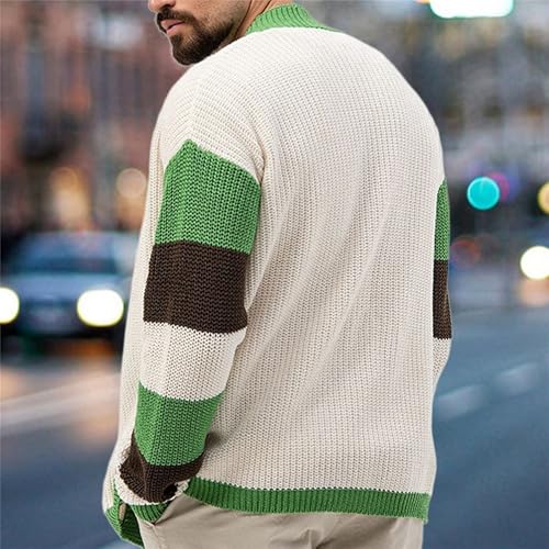 Men's Open Front Knit Long Sleeve Sweater Color Block Relaxed Fit Sweater Cardigan Casual Fashion Sweaters4