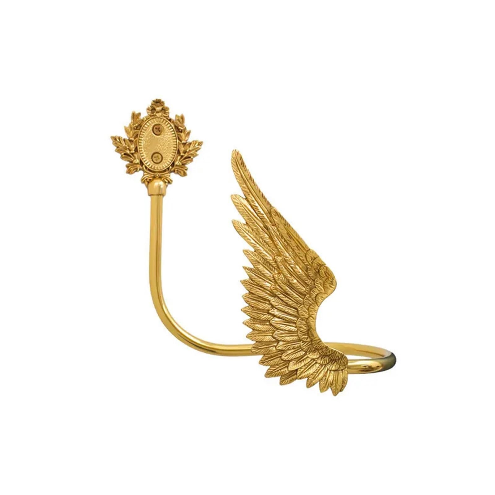 Brass Curtain Tieback Hook Creative Angel Wings Brass Pure Copper Curtain Hook Decorative Retro Wall(Wing left)