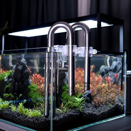 Image of FZONE Upgraded Aquarium Lily Pipe, Outlet with Surface Skimmer, Stainless Steel Inflow and Outflow Set for Freshwater Aquariums, 5 /8 inch ID (16 /22mm)