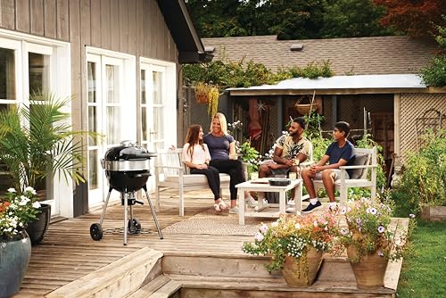 Image of Napoleon PRO18 Compact Charcoal Kettle Grill, Black, Porcelain-Enameled Lid and Bowl, Chrome-Plated Cooking Grid