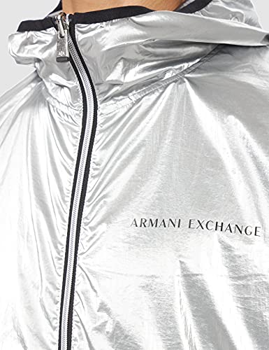 Armani Exchange Men's Reversible Shiny Metallic Linear Logo Nylon Jacket3
