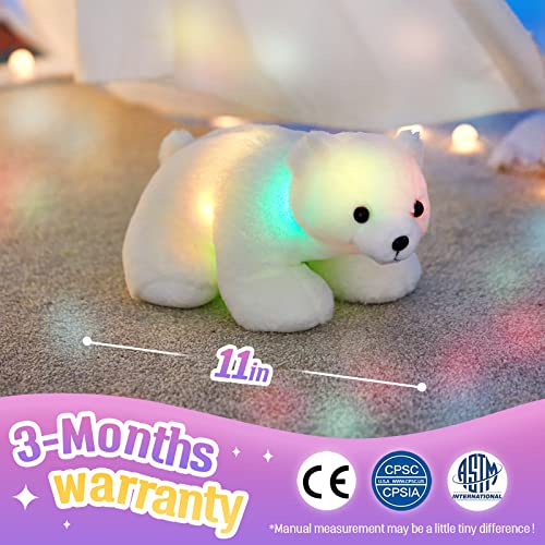 Bstaofy Light Up Mother's Day Polar Bear Led Stuffed Animals Night Light Soft Plush Toy Glow Gift For Kids On Christmas Birthday Valentine's Day, 11'', White #TOP1