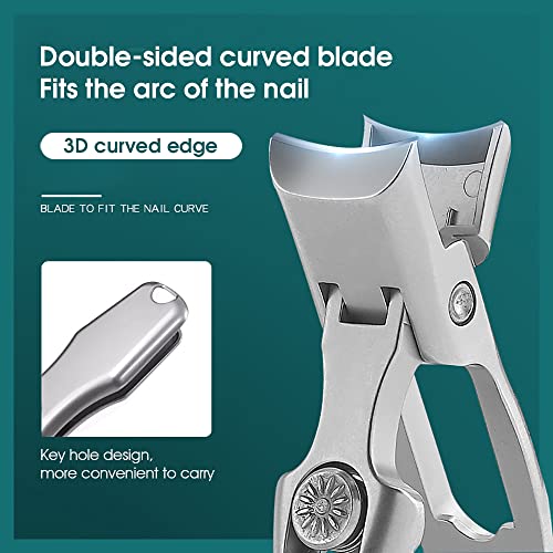 Image of MAYCREATE Nail Clippers For Men Stainless Steel Nail Cutter with Leather Cover Toenail Clippers for Thick Nails, Professional Nail Cutter