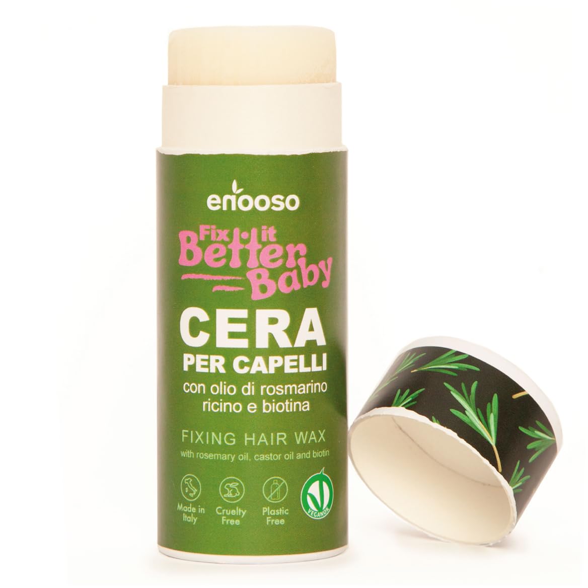 Cire Cheveux Femme pour Plaquage avec Biotine et Huile de Romarin, Anti-Frisottis, Stick Enfant, Wax 100% Naturel et Végétalien, Certifié, 75gr