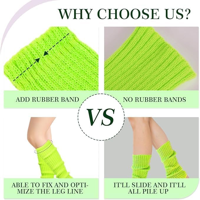 Buauty 80s 90s Leg Warmers for Women, Neon Ribbed Leg Socks, Stylish Accessories for Inspired Outfits for Yoga,Running,Hiking - Image 3