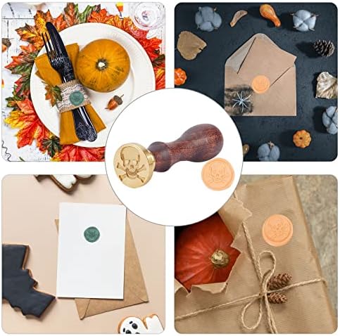 PandaHall Elite 1pcs Vintage Retro Skull Crossbones Wax Seal Stamp with Wooden Handle Removable Sealing Stamp for Embellishment of Envelopes, Invitations, Wine Packages