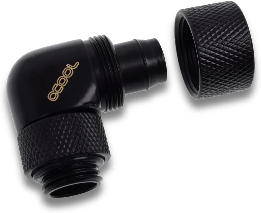 Alphacool Eiszapfen 13/10mm Compression Fitting, 90 Degree Rotary, Deep Black, 4-Pack
