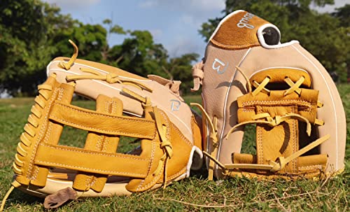 Beoub Adults Youth Baseball Softball Glove Mens Women 11.5 Inch Junior Right Handed Throw I Web Leather Infield Outfield Fielding Mitts Gifts Camel #TOP2