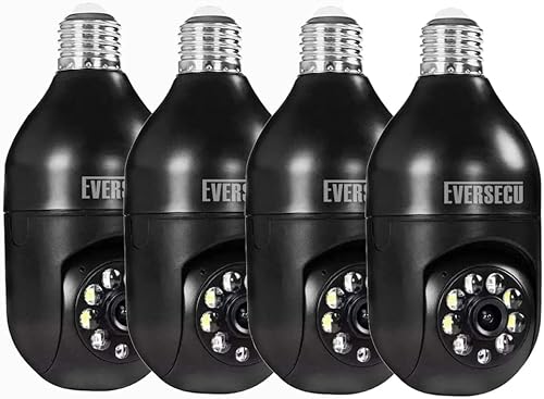 EVERSECU Tuya Cámara de seguridad inteligente con conector E26E27 1080P WiFi inalámbrico CCTV PTZ Cámara de audio bidireccionaldetección de