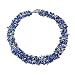 Bling Jewelry Blue Lapis Gemstone Chunky Chips Cluster Bib Multi Strand Statement Necklace for Women Silver Plated