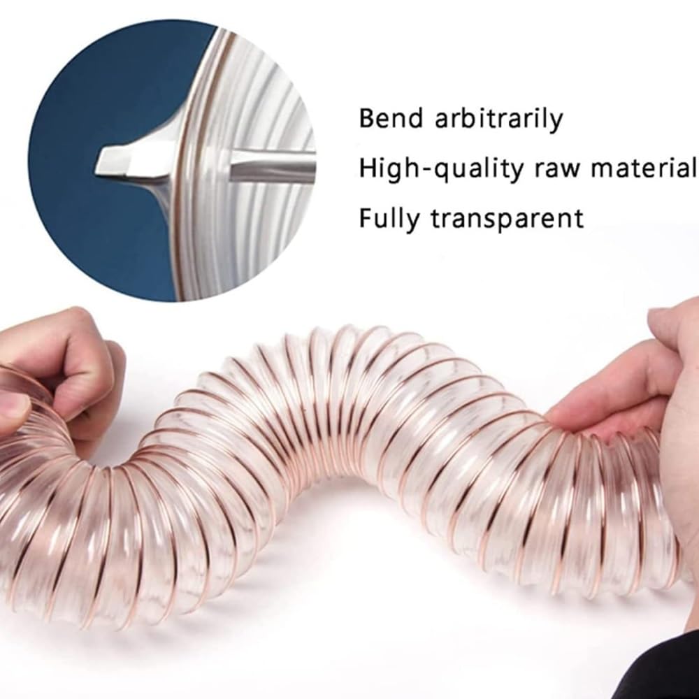 Manguera de recogida de polvo de poliuretano transparente, conducto flexible de 2 a 11 pulgadas para sistemas de extracción de humos y aspiración de carpintería, 5 m, 20 mm de diámetro