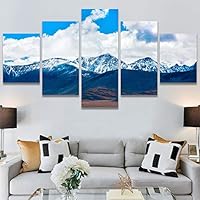 SIGNWIN 5 Panel Canvas Wall Art Modern Art Expressive Farmhouse/Country Landscape Mountain Top Multicolor Photography for Home Decorations Ready to Hang - 60