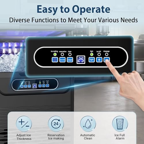 Image of Commercial Ice Maker Machine 100 Lbs /24H, 36 Ice Cubes in 9-15 Mins, Dual Water Inlet Options, 20Lbs Storage Bin Stainless Steel Under Counter /Freestanding Ice Machine for Home, Party, Office