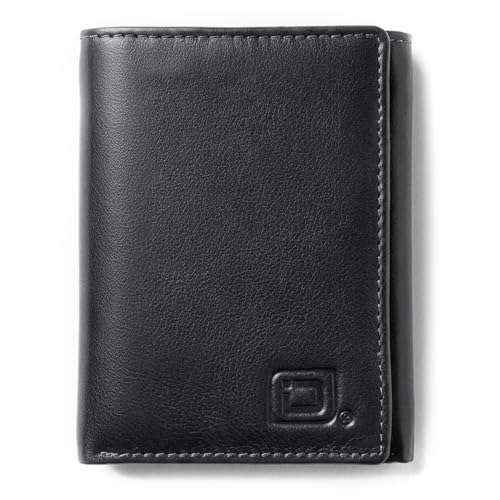 Image of ID Stronghold Men's Leather Trifold Wallet - RFID Blocking - Black Wallet with Gift Box